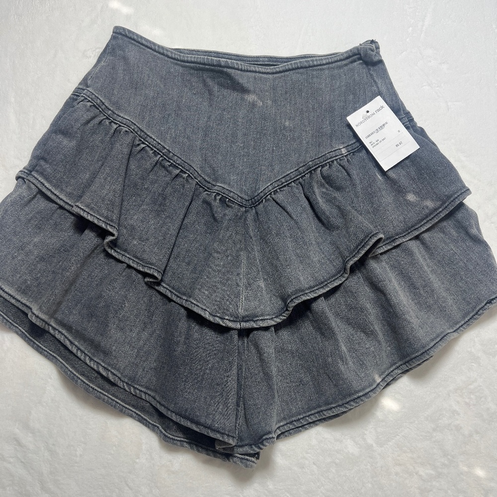 Mother  Digging Up Dirt The Ruffle Denim Mini Skirt - Picture 2 of 8
